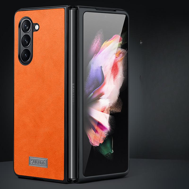 Geeignet für Samsung Zfold6 Handyhülle Faltbares Samsung Business W23 Sturzsicher Fold5 Rundumschutz 4 Herren 22 Lederhülle