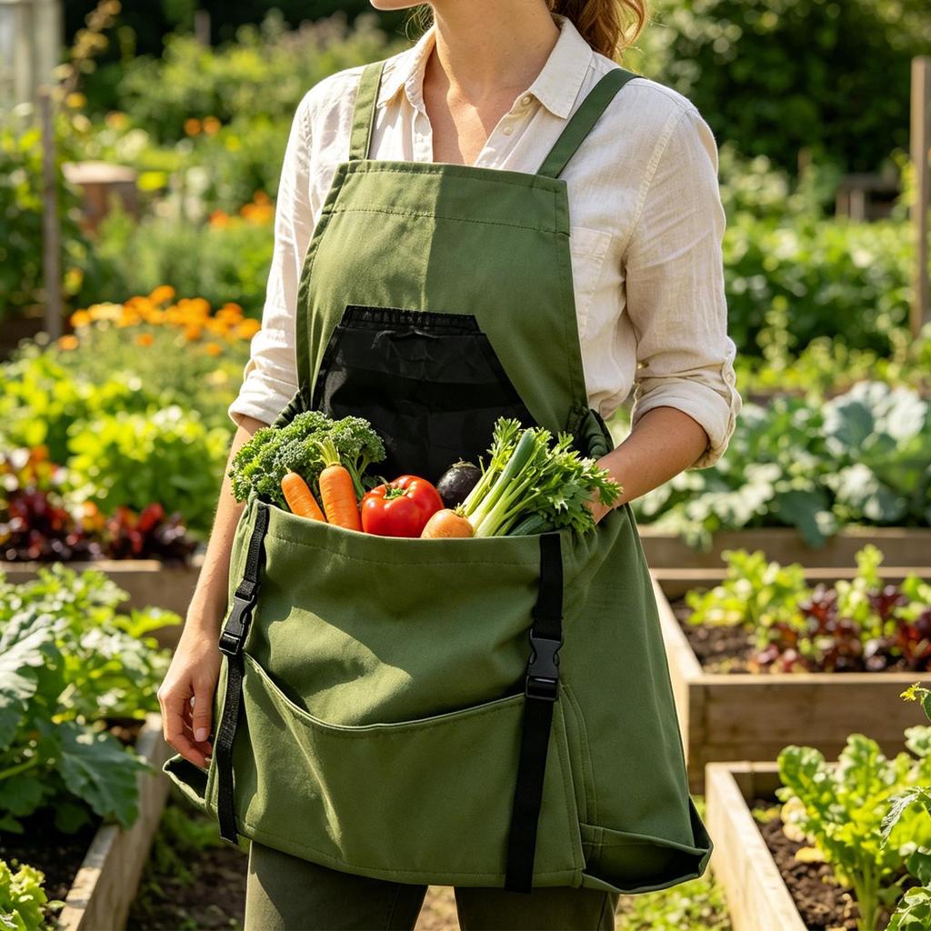 Gardening Apron Quick Release Pockets Outdoor Harvest Apron for Gardeners Farmers Women Men Greenhouse Orchard Farm Backyard