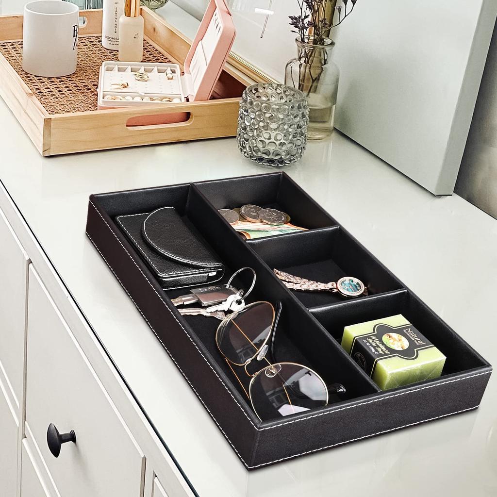 Richblue Storage Small Item PU Leather Desk Drawer Organizer for Stylish Design Tray, Holder, Organizer, Divider, Multi-purpose Accessories, Keys,