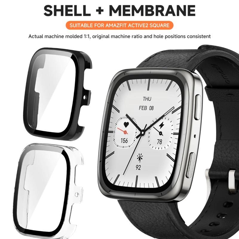 For Amazfit Active 2 square Watch Protective Case With Screen Tempered Glass 2-in-1 Protector Watch Protection Cover With Film