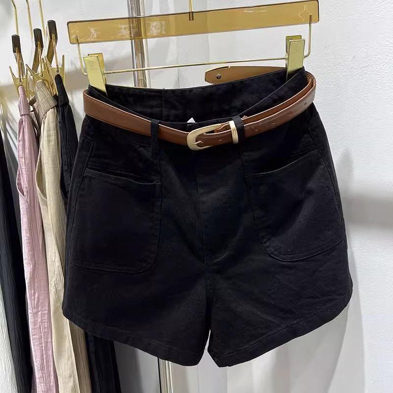 Pear-Shaped Retro Blue High-Waisted Denim Shorts for Women – Summer Plus Size & Petite A-Line Wide-Leg Fit