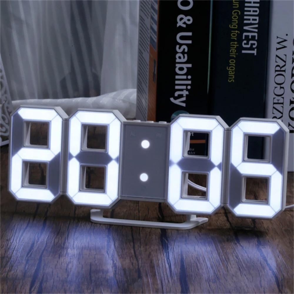 Wall-mounted Digital Desktop Clock Adjustable Luminous Mode LED Clock Portable Night Light Desk
