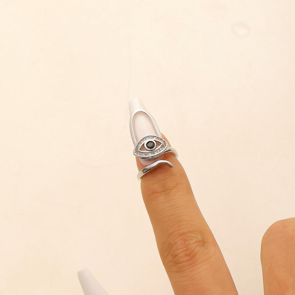 Metallic Evil Eye Nail Ring Women Trendy Opening Adjustable Nail Ring Stylish Personality Fashion Party Daily Wear Jewelry Gifts