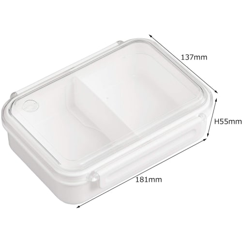 OSK Feel Easy Tight Box, Freezer-Safe Lunch Box with Dividers, White, 650ml, Made in Japan, Dishwasher and Microwave Safe, Two-Point Locking, with Gas