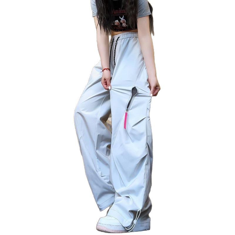 Women Purple Zipper Waterproof Quick Dry Cargo Paratrooper Hiking Long Pants