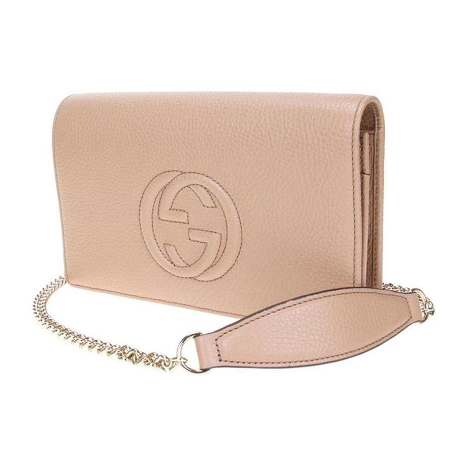 Gucci Soho Double G Logo Chain Shoulder Bag Women Shoulder Bag Light-Brown 598211-A7M0G-2754