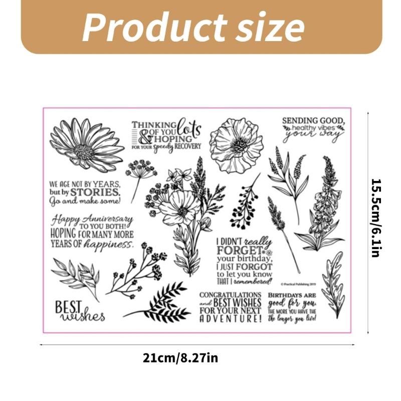 Flower Silicone Stamps for Card Making, Background Silicone Stamps for Embossing, Album Decoration, Clear Stamping Tool