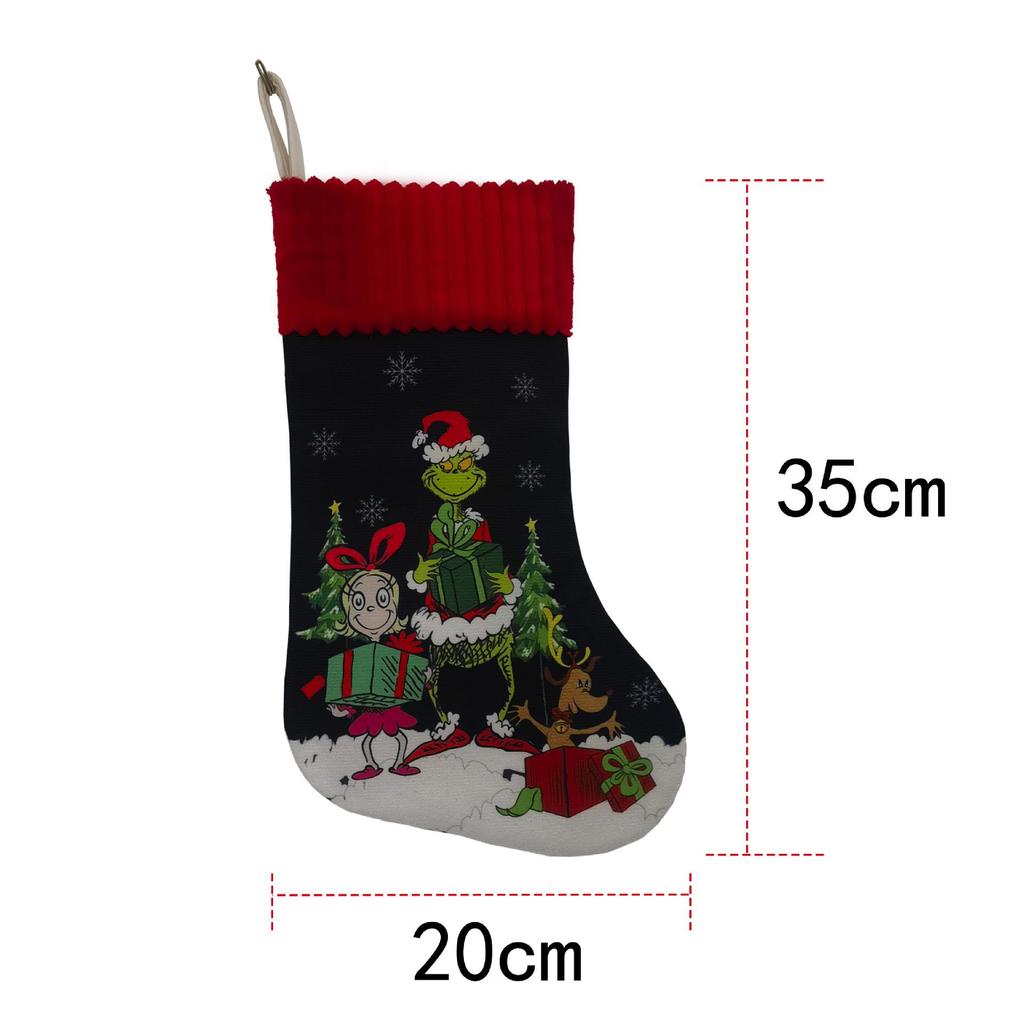 Set Ciorap de Crăciun Grinch și Fustă de Brad cu Huse pentru Scaun și Sticlă de Vin