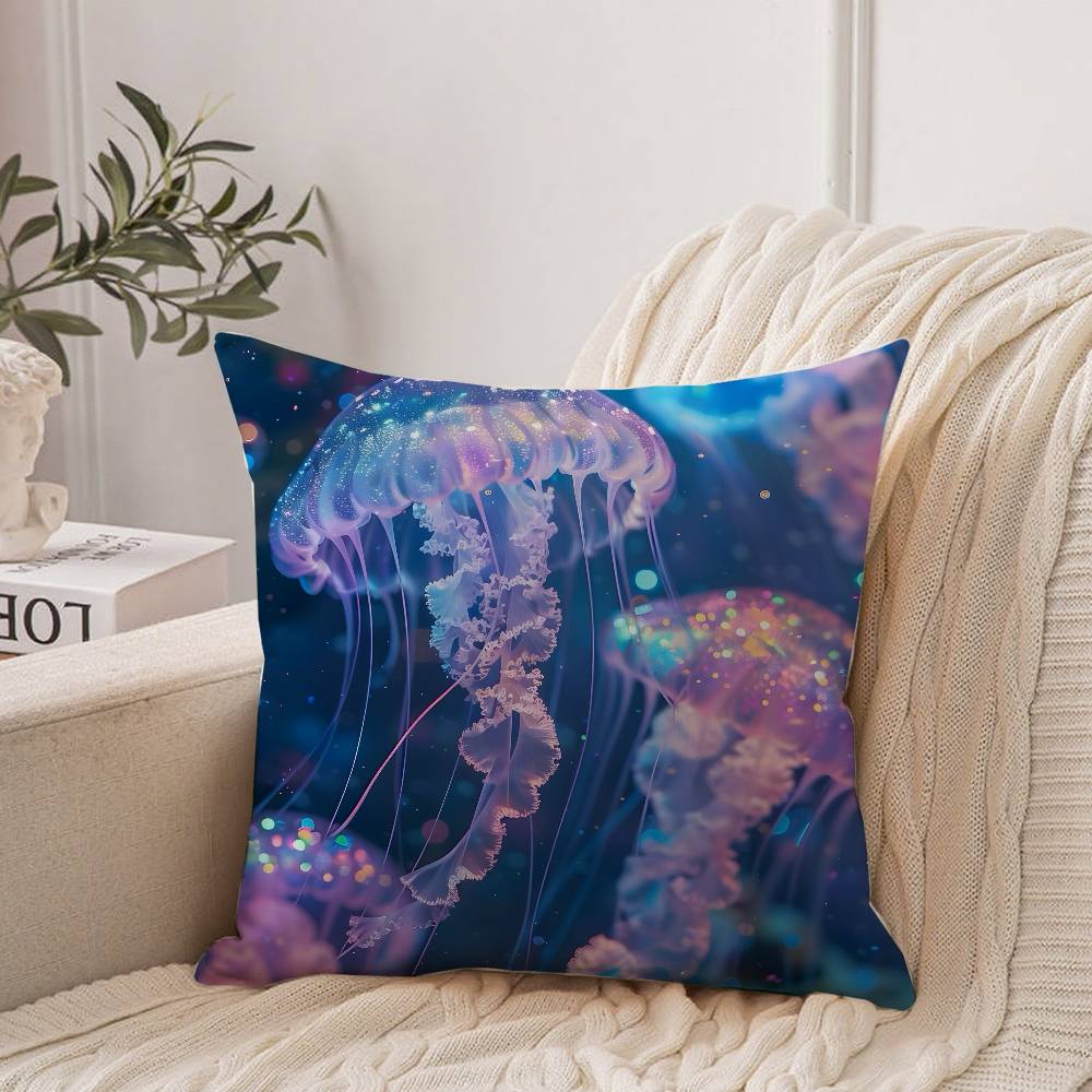 Beautiful Marine Life Jellyfish Pillow Case Home Decor Throw For Sofa Bed Car Room Decor Gift Idea