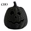 Lanterne LED pour l'Automne Panier Citrouille Tissé à la Main avec Couvercle Chapeau de Sorcière, Panier Osier Rustique Trick Black Tressé Accessoire d'Halloween ou Panier de Friandises Intérieur Extérieur