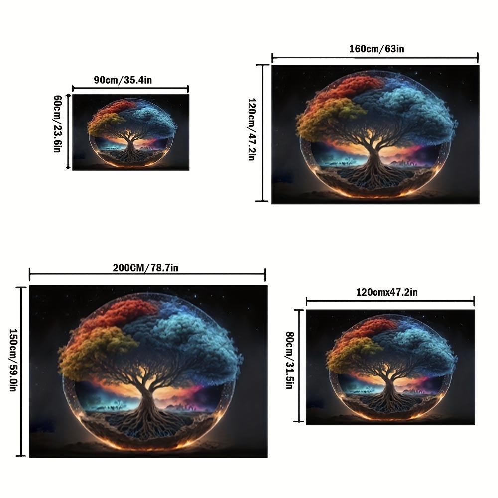 Tree of Life Rug: Cosmic Balance for Spiritual Spaces | Inspirational Interior Design Anti slip carpet can be machine washed