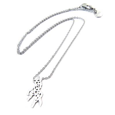 [P3873] - Handmade Silver 'Unicorn' Steel Necklace - 20x12 Mm