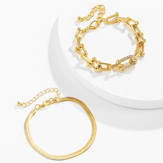 U-Shaped Bangle Bracelets for Women Punk Metal Snake Bone Shape Bracelet Trendy Zircon Hoop Link Charm Jewelry