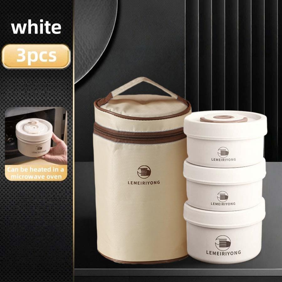 Rundes 304 Edelstahl Bento Box Set Stapelbar Auslaufsicherer Lebensmittelbehälter mit Isolierter Tragetasche