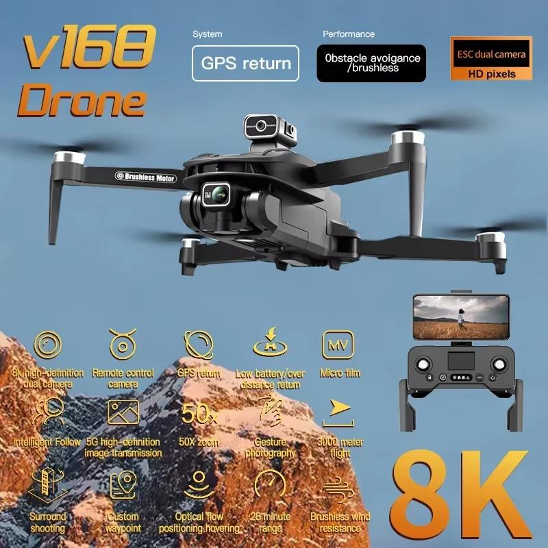 LYZRC Original V168 Drone 8K 5G GPS HD Aerial Photography ESC Dual Camera WIFI Fpv Omnidirectional Obstacle Avoidance Brushless Quadcopter Toy