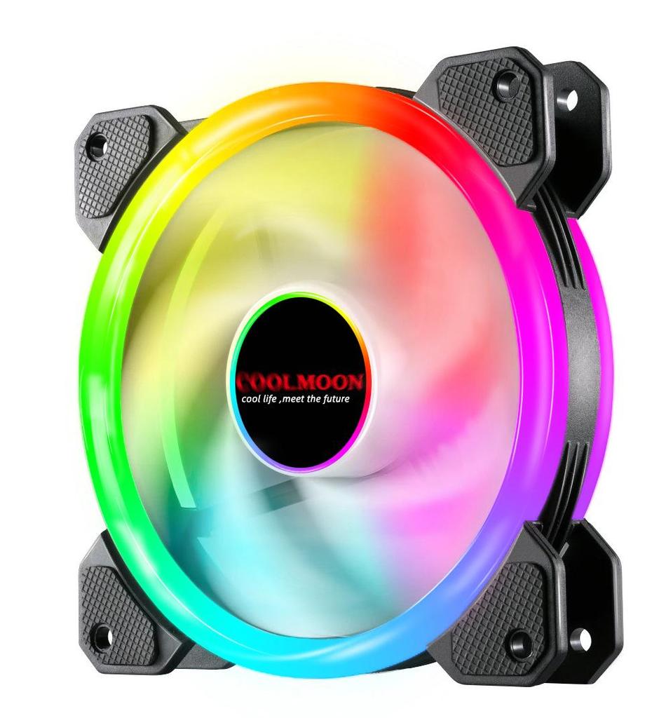 COOLMOON Radiance RGB 12cm Dual Aperture LED Cooling Fan for Desktop Computers