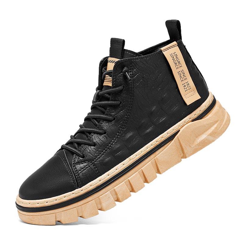 

Мужские ботильоны на щиколотке, уличные, кожаные, осенне-весенние, нескользящие, на молнии, для ходьбы, мужские, повседневные, на плоской подошве, черные кроссовки, модные, удобные 39