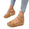 Platform women's sandals summer new large size fish mouth rivet buckle muffin women's shoes