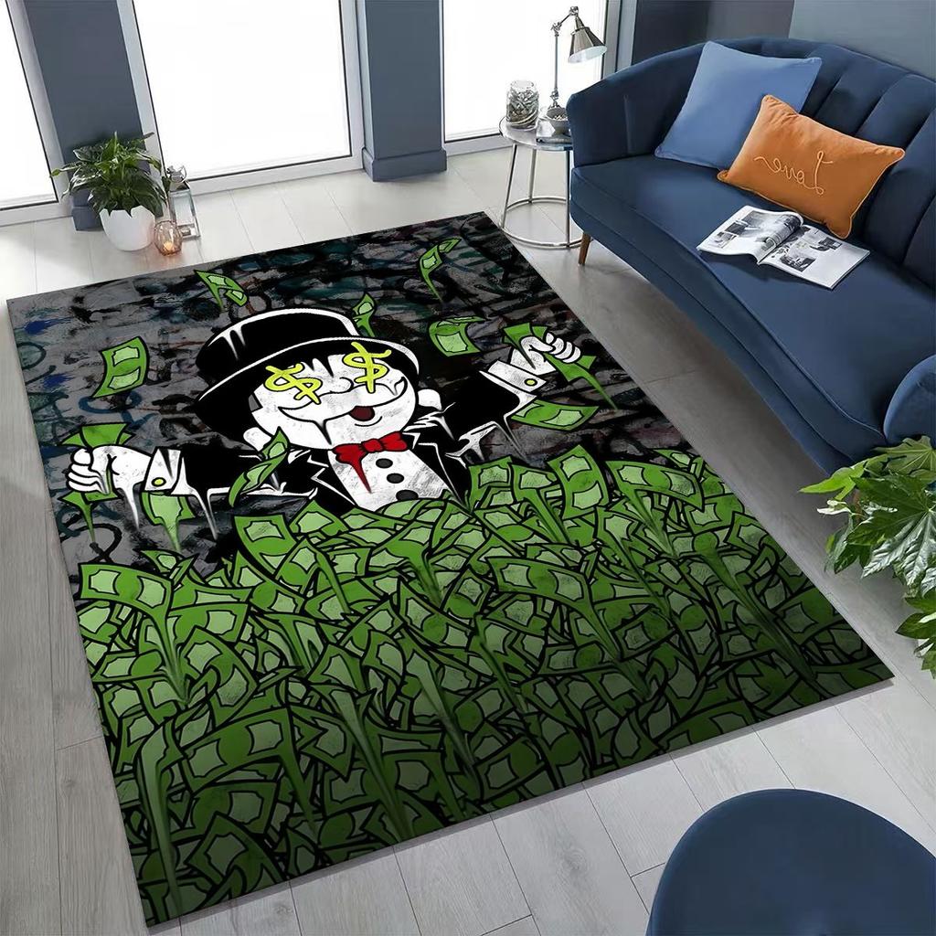 Rich Cartoon Monopoly Dollar Game Money Rug for Bedroom Living Room Sofa Home Doormat Decor,Large Kids Play Non-slip Floor Mat