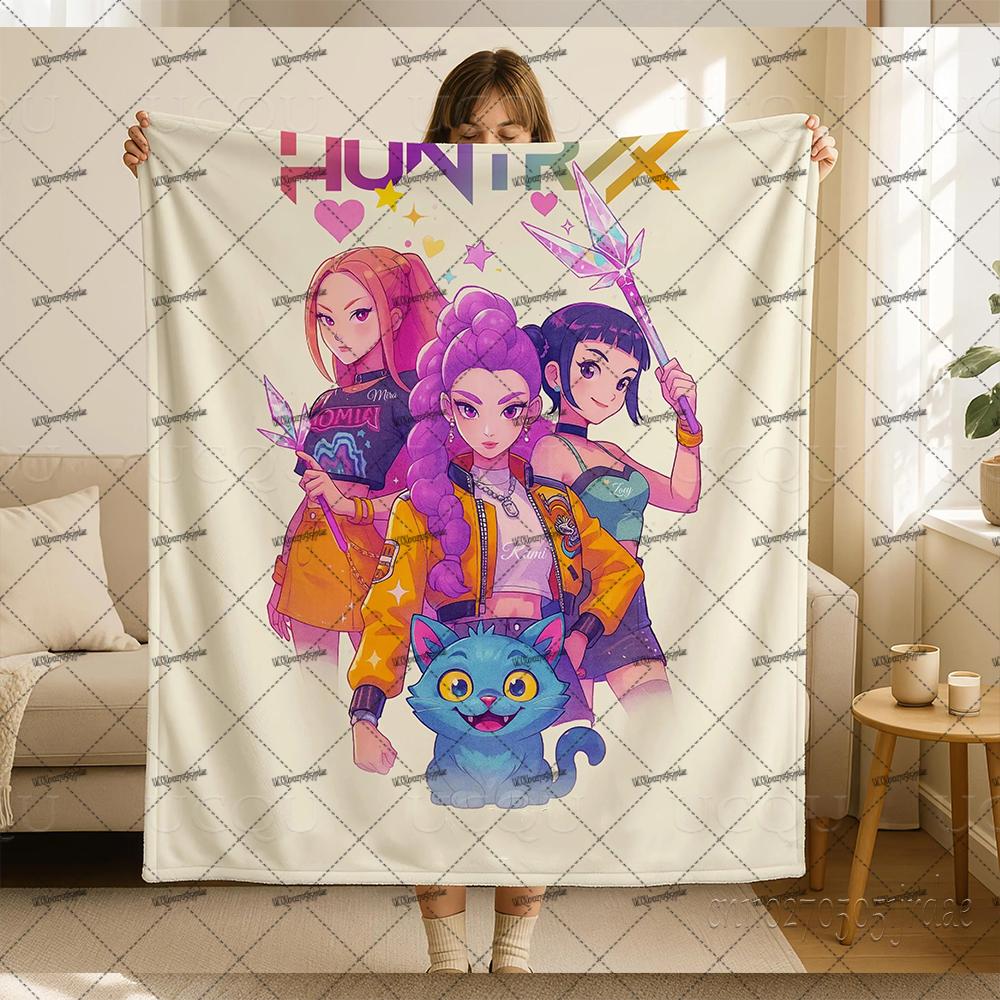 Demon Hunters Huntrix Blankets Quality Winter Warm Throw Blanket Girls Boys Gifts Sofa Bed Blankets Christmas Gifts