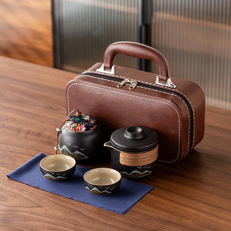 Hand-painted New Chinese High-end Gift Tea Set, One Pot and Four Cups Set, Light Luxury Gift Box, and the Whole Set of Gifts.