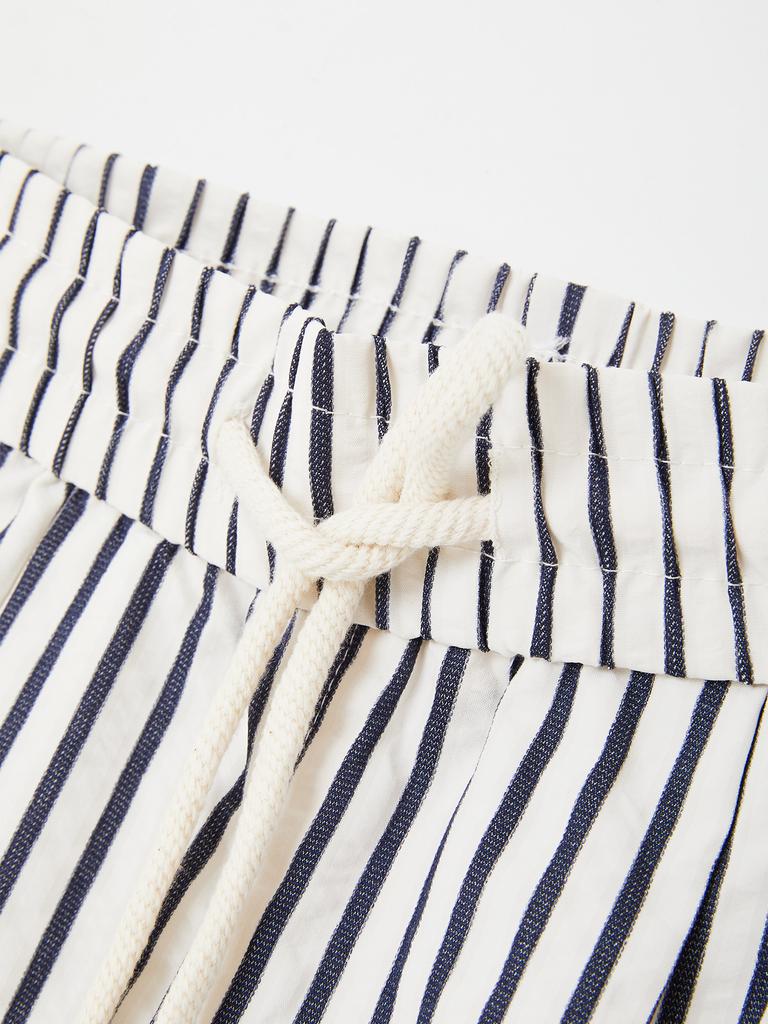 IKALOOK Semi-Wide Fit Striped Elastic Pants Dd1Smpt153