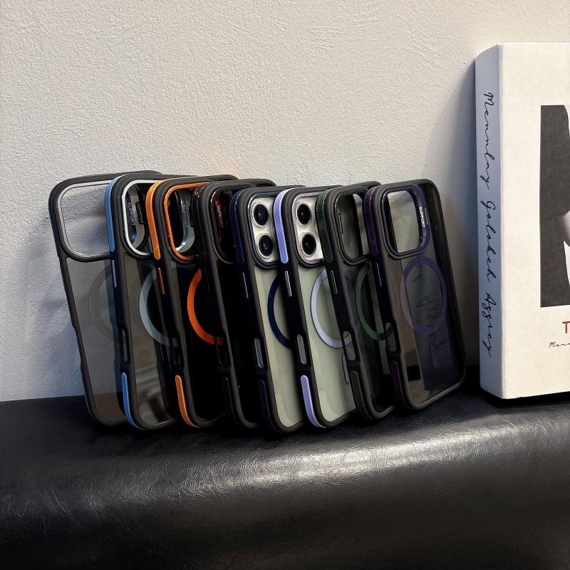 Luxury Magnetic Transparent Lens Protector Holder Case For iPhone 16 15 14 Plus 13 12 11 Pro Max Magsafe Wireless Charge Cover