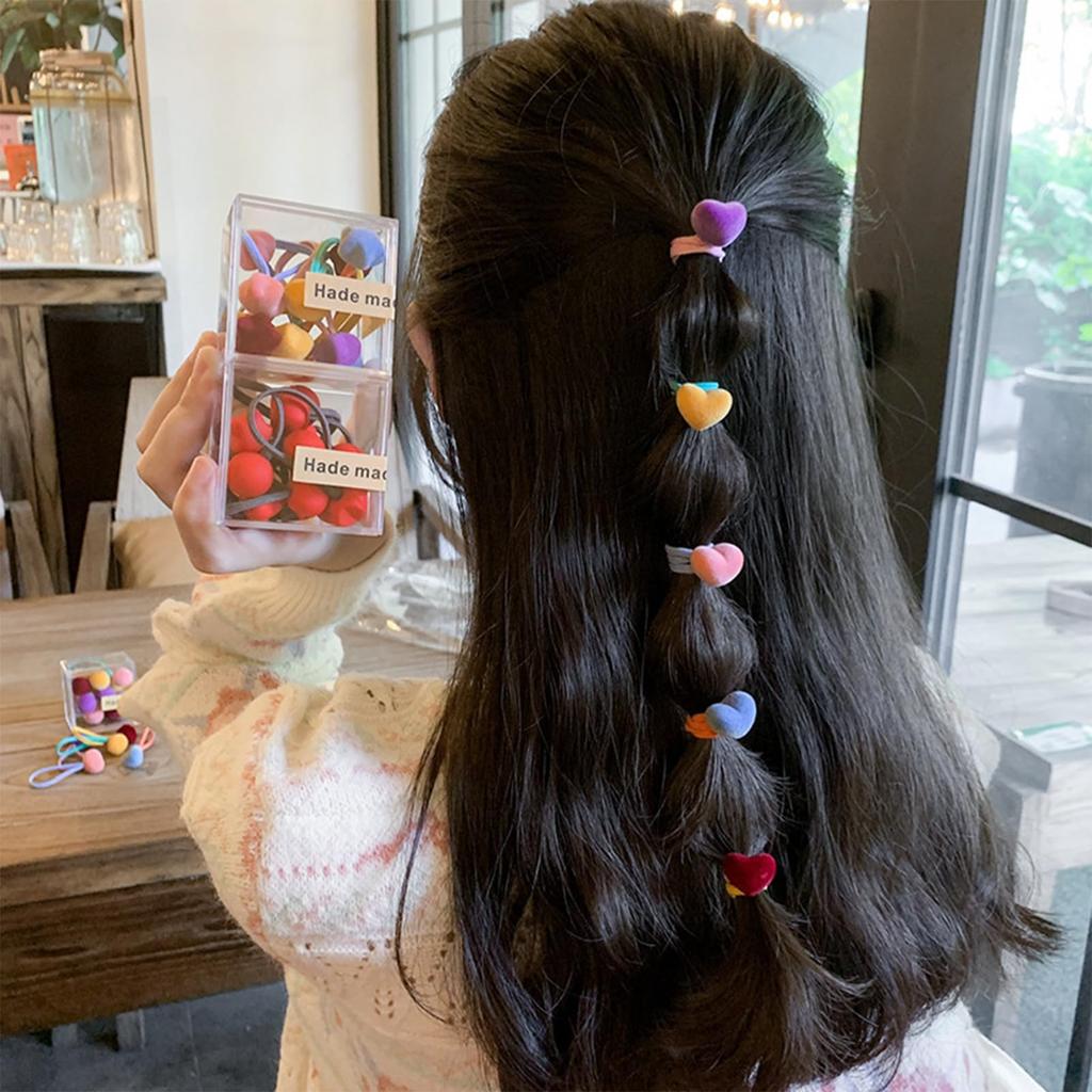 Fesanla Kids' Small Star-Shaped Hair Ties, Set of 10, Fluffy Hair Accessories, Cute Hair Accessories for Shichi-Go-San, Kindergarten Entrance