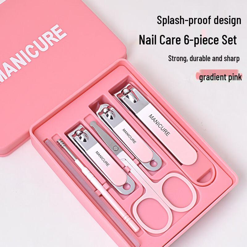 Gradient Pink Anti-Splash Nail Clipper Set