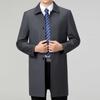 Spring and Autumn Middle-aged Men's Mid-length Wool Windbreaker, Middle-aged and Elderly Long Lapel Casual Wool Coat Dad's Coat