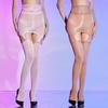 Hot Sexy Oil Shiny High Waist Garter Stockings Set Women Sheer See Through Shaping Pantyhose Female Erotic Transparent Underwear