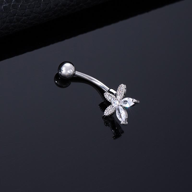 Color Zircon Spiral Piercing Navel Nail Color Butterfly Wind Navel Clip Rabbit Navel Buckle