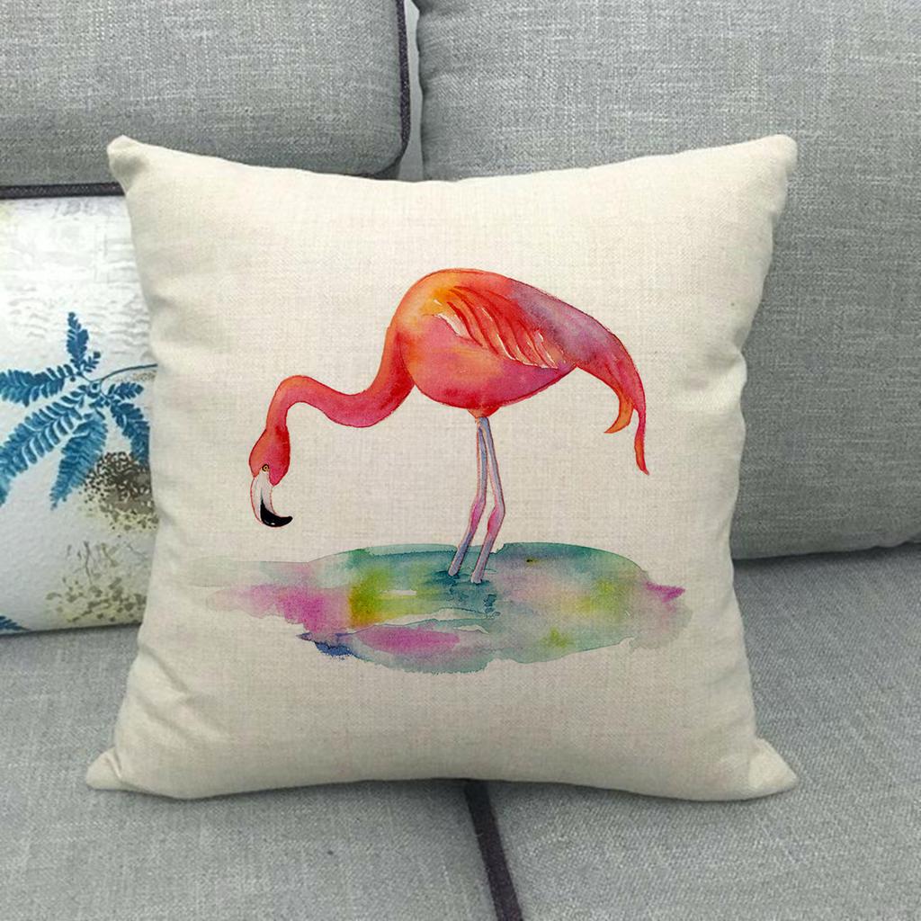 Adorable Flamingo Watercolor Flowers Digital Printing Short Plush Pillow Covers For Car Sofa Office Cushion Cover Home Goods