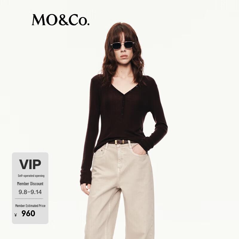 

MO&Co. Женский свитер с V-образным вырезом из экстратонкой мериносовой шерсти M (165)