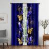 Dark Blue Butterfly Printed Curtains Home Decoration Room Curtain Made Of Polyester
