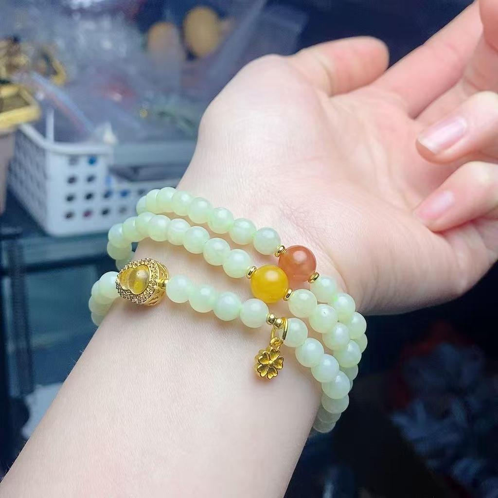 Authentic Hotan Jade Multi-Strand Chinese Bracelet for Men & Women