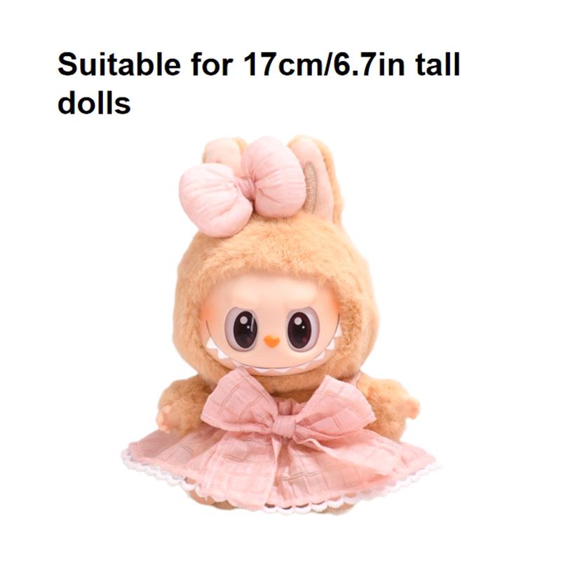 2dílná sada oblečení pro panenky Labubu, doplňky, stylová sada kawaii oblečení vhodná pro panenku Labubu o velikosti 15 cm a 17 cm