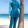 2026 New Sun-Protective Zipper Swimwear: Long Sleeve Two-Piece Swimsuit with Long Pants, Middle Eastern Conservative Style