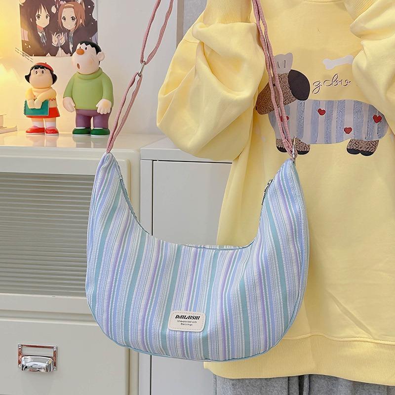 Girl Sweet Shoulder Bag New Striped High-end Casual Messenger Bag Versatile Personality Dumpling Bag