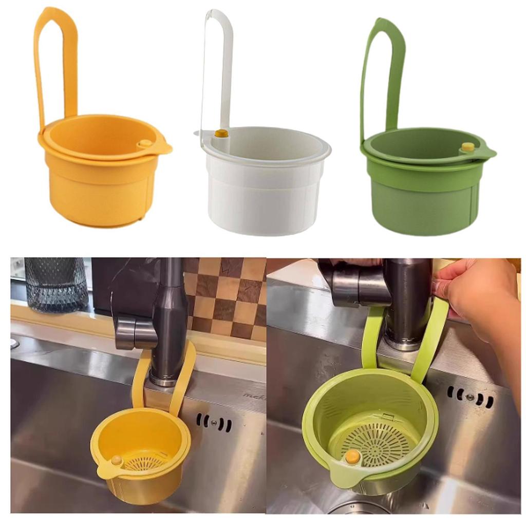 Kitchen Sink Drainer Basket Self Cleaning Food Grinder Strainer for Small Space Sink Organization