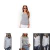 Korean Style Womens Lace Panel Long Sleeve Slim Fit Blend Round Neck Casual Top