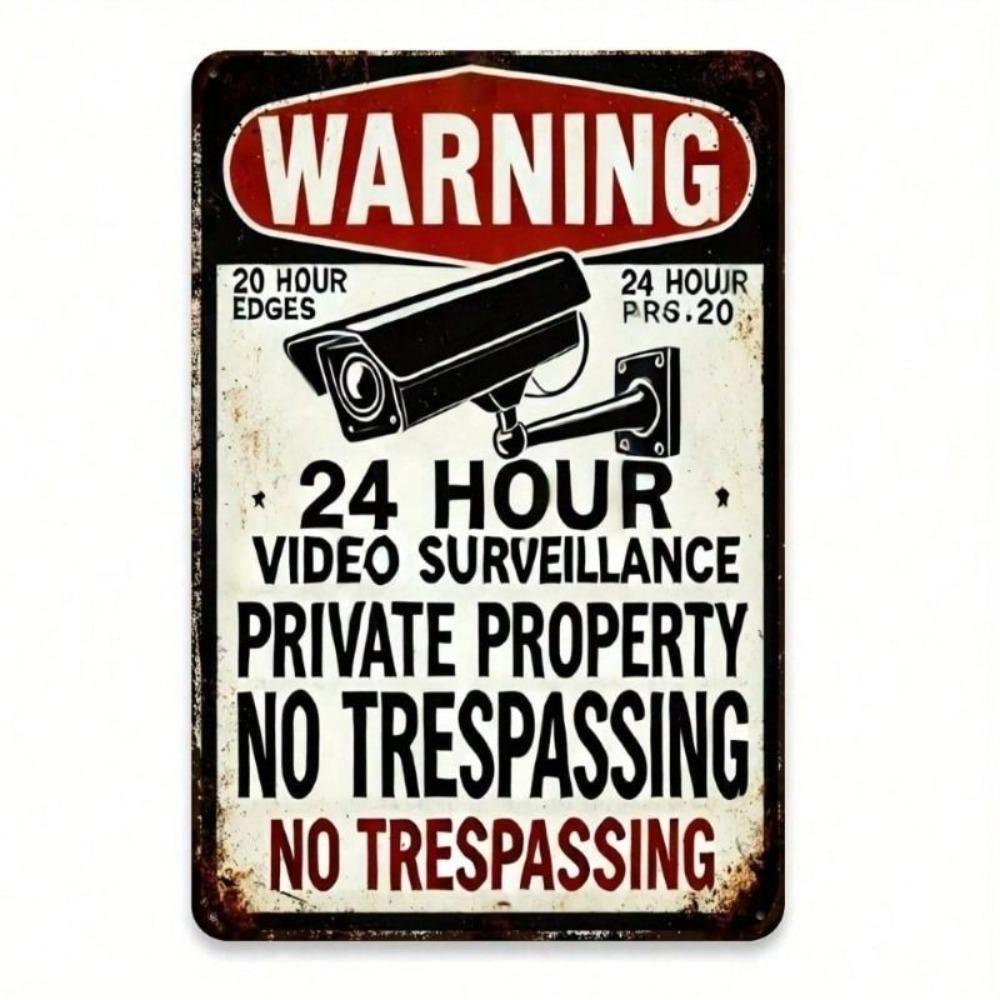 Metal Poster Wall Decor Vintage Iron Sign 12x8 Inch Video Surveillance Warning Plaque for Home