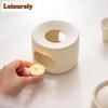 Exquisite Cream Yellow Ceramic Tea Pot Candle Heating Tea Warmer Base Tea Maker Baking Stove Boiling Water Kettle Furnace Holder