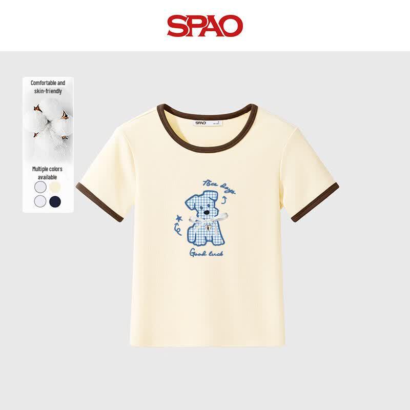 SPAO Women s Puppy Graphic Color-Block Slim-Fit T-Shirt S