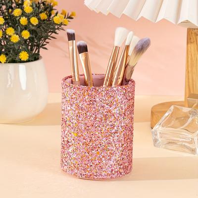 1PC Makeup Brush Storage Bucket Beauty Eyebrow Pencil Brush Pen Tube Sequin Decorative Barrel Room Bedroom Desktop Accessories