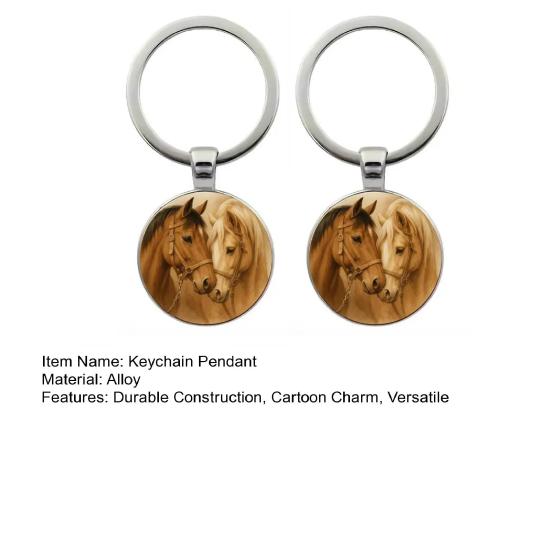 2Pcs Keychain Pendant Cartoon Animal Pattern Cubic Zirconia Charm Key Chain Lightweight Metal Keyring