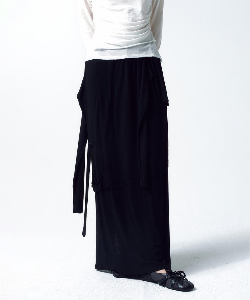 INSILENCE WOMEN 3-Layer Maxi Skirt Black