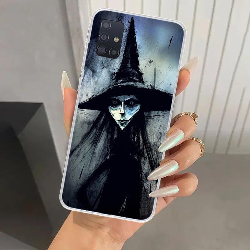 Halloween Moon Witch Horror Phone Case for Samsung Galaxy A52 A32 A22 A12 A02S A50S A30S A10S Note 20 Ultra 10 Plus S10 A31 A20
