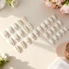 30pcs 3D Floral French Almond Fake Nails for Spring/Summer Manicures