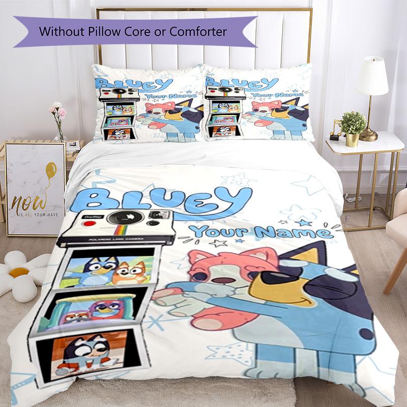 Bluey Customize Your Name Bed CoverBed Suitable for Living Rooms Machine Washable Custom Room Decor Birthday/Christmas GiftSpiritual Gift